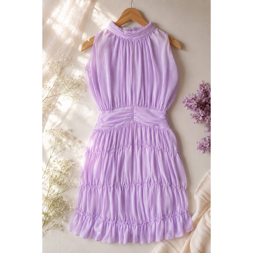 Nasty‎ Gal Lilac Ruched Chiffon Mini Dress M Romantic Cottagecore Fairycore